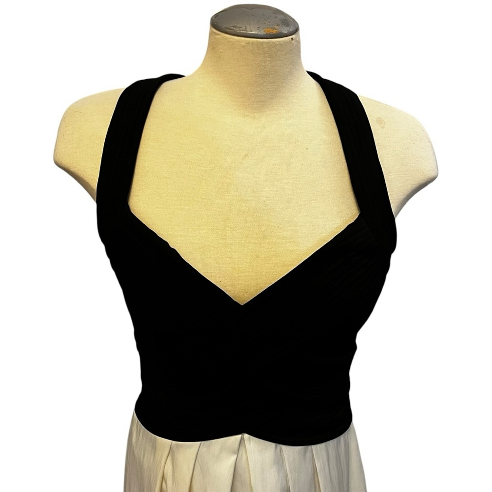 Frank Lyman Evening Cocktail Halter Colourblock Dress Black/White US 8 - Picture 3 of 15